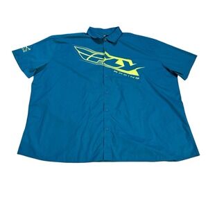 Fly Racing Pit Crew Mechanic‎ Shirt Button Up Mens 3XL Blue Race Equipment